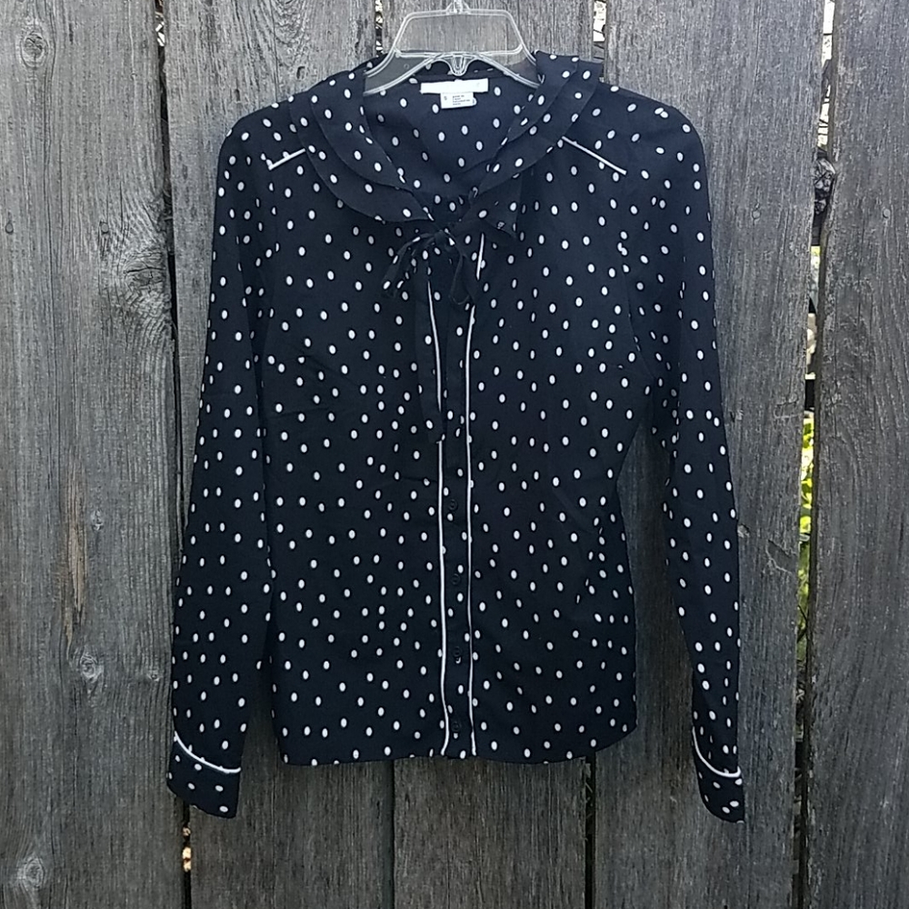 Cooperative Black and White Polka Dot Blouse Small